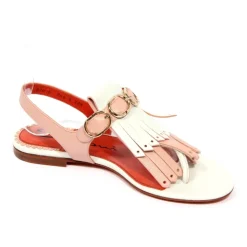 Hvid lædersandal med tårem