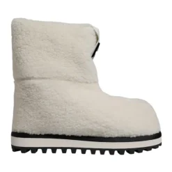 Hvide Shearling Mid Calf Støvler