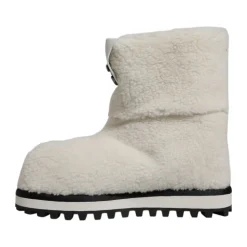 Hvide Shearling Mid Calf Støvler