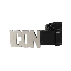 Icon læderbælte med sølvfarvet metalspænde