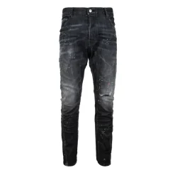 Jeans med knapper og læderpatch