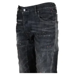 Jeans med knapper og læderpatch