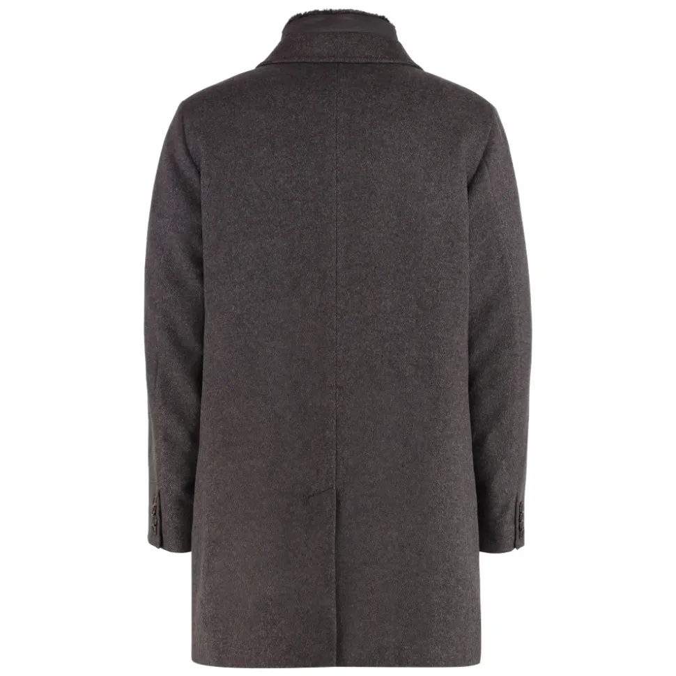 Kashmirfrakke med aftagelig pelskrave