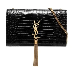 Kate Medium Taske i krokodillepræget læder med kvast