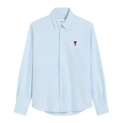 Klar Blå Button-Down Skjorte Broderet Logo