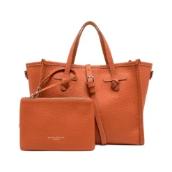 Korallæderhåndtaske med magnetisk lukning