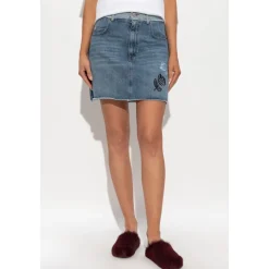 Kort denim nederdel med logo