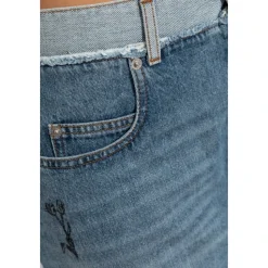 Kort denim nederdel med logo