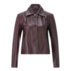 Kort læderjakke med hornknapper