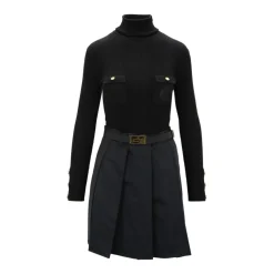 Kortærmet Kjole med Høj Hals