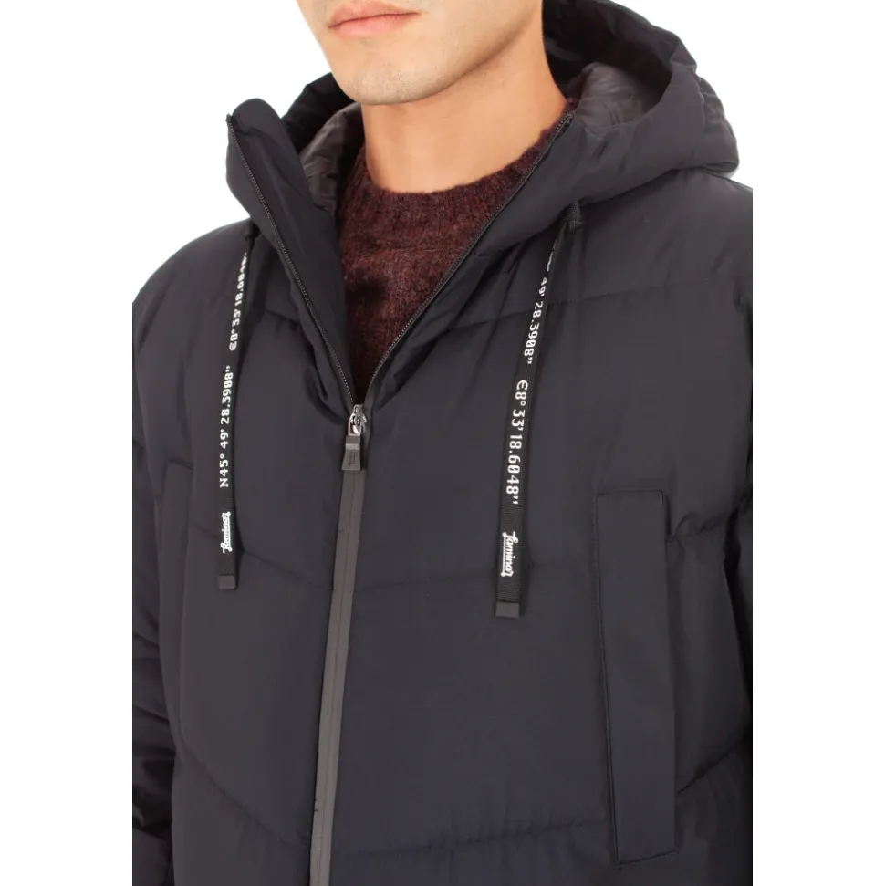 Lang, quiltet dunjakke