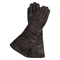 Lange mørkebrune handsker med en fold