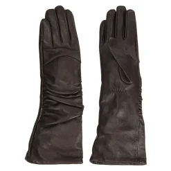 Lange mørkebrune handsker med en fold