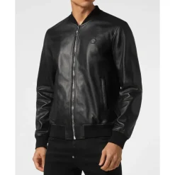 Læderbomberjakke