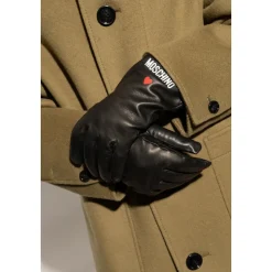 Læderhandsker med trykt logo