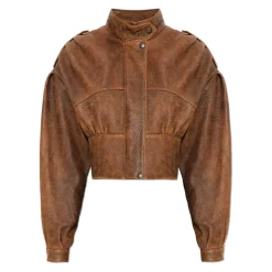 Læderjakke med stand-up krave