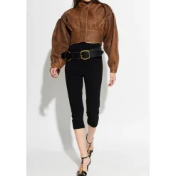 Læderjakke med stand-up krave