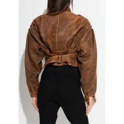 Læderjakke med stand-up krave