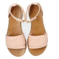 Lædersandaler med broderet logo