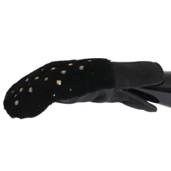 Leather Shearling Studded Gloves