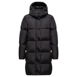 Litte Square-Quilted Hooded Long Down Jacket