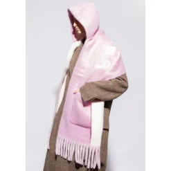 Logo Alpaca Wool Blend Hooded Scarf