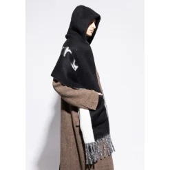 Logo Alpaca Wool Blend Hooded Scarf