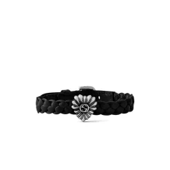 Logo Læderkædearmbånd Sort