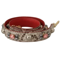 Luksuriøs Python Læder Taske Strop i Beige