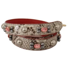 Luksuriøs Python Læder Taske Strop i Beige