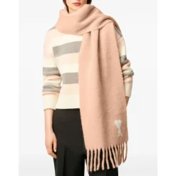 Lyserød Jacquard Hjerte Tørklæde