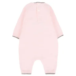 Lyserød uldromper med bjørneudsmykning