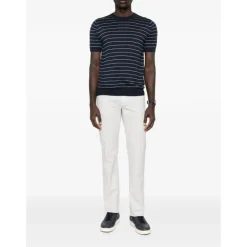 Maglia girocollo in maglia manica corta a righe