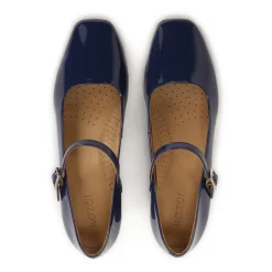 Marineblå lakerede pumps med lav hæl