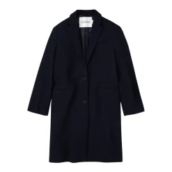 Marineblå uldblanding frakke