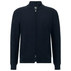 Merinould Ribstrikket Sweater med Fuld Lynlås