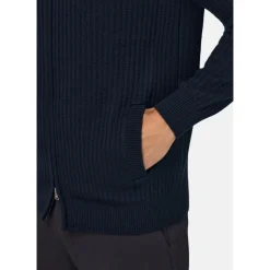 Merinould Ribstrikket Sweater med Fuld Lynlås