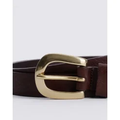 Messing Tipend Brun Læderbælte