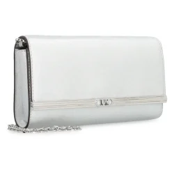 Metallic Læder Clutch med Kæde Strop