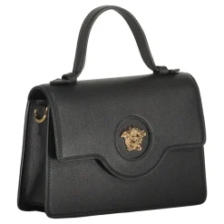 Mini lædertaske med push-lock lukning