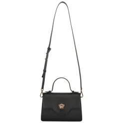 Mini lædertaske med push-lock lukning