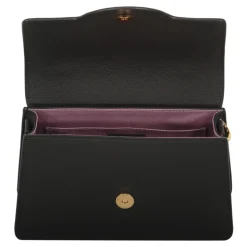 Mini lædertaske med push-lock lukning