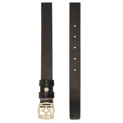 Minimalistisk læderbælte til kvinder med logo spænde