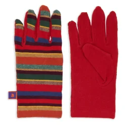 Mænds røde fleecebukser med flerfarvede striber