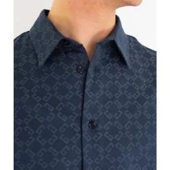 Monogram Skinnende Skjorte Blå