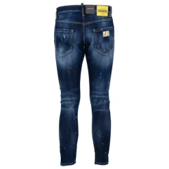 Mørk Neon Splash Ripped Jeans Blå