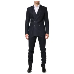 Mørkeblå Dobbeltbrystet Linneddragt