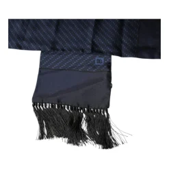 Mørkeblåt silketørklæde med frynser