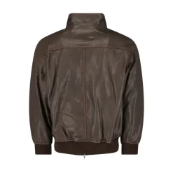 Mørkebrun læder høj hals jakke