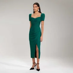 Mørkegrøn Iris Midi Kjole